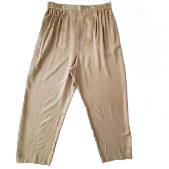 Nordstrom Silk Champagne Gold Wide-Leg Pants Plus Sz 2X Old Money Coquette - Picture 4 of 12
